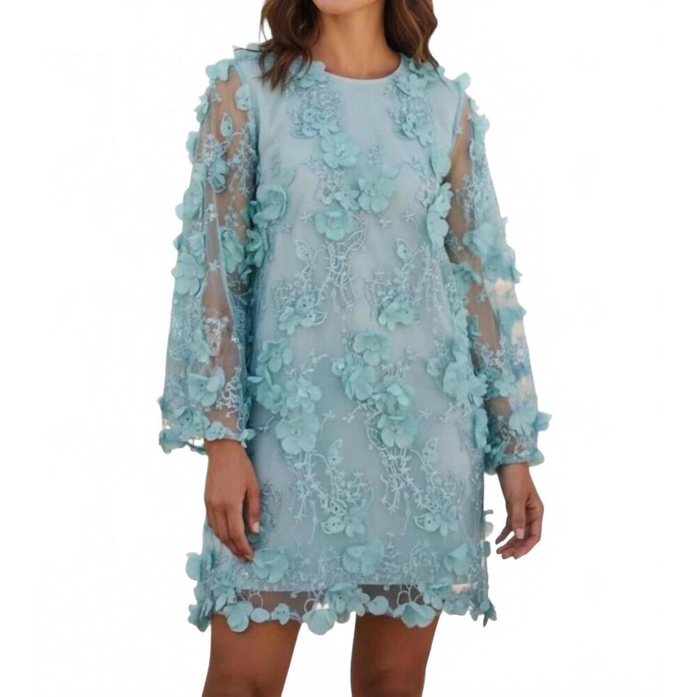 NEW MESTIZA NEW YORK flora mini dress in turquoise blue
